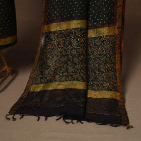 Green - 2pc linen silk unstitched dress material 18