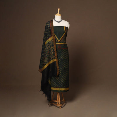 Green - 2pc linen silk unstitched dress material 18