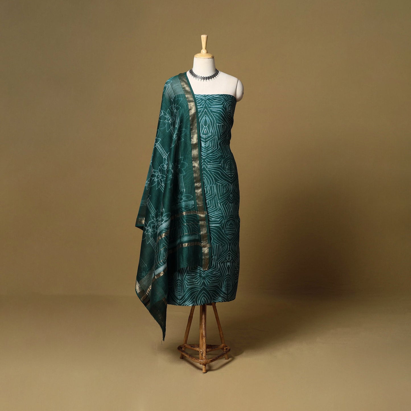 2pc maheshwari silk unstitched tie-dye nui shibori dress