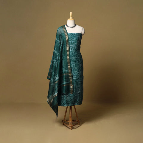 2pc maheshwari silk unstitched tie-dye nui shibori dress