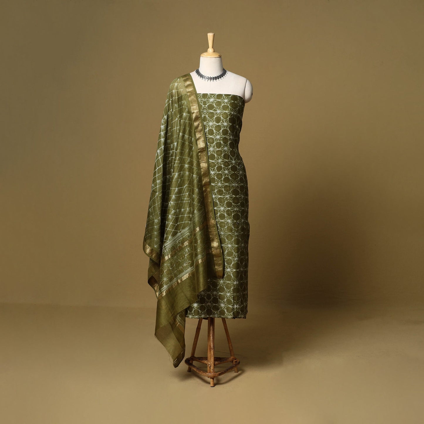 2pc maheshwari silk unstitched tie-dye nui shibori dress