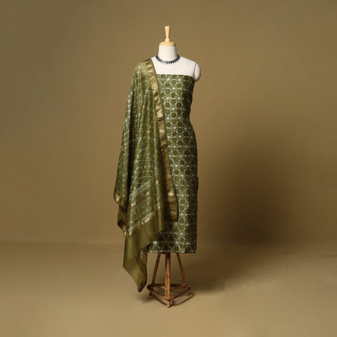 2pc maheshwari silk unstitched tie-dye nui shibori dress