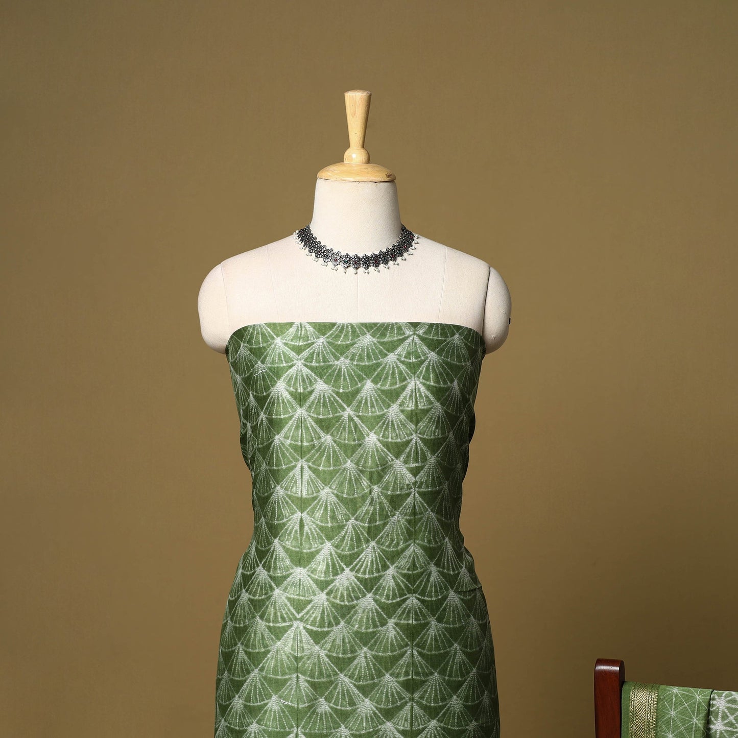 2pc maheshwari silk unstitched tie-dye nui shibori dress