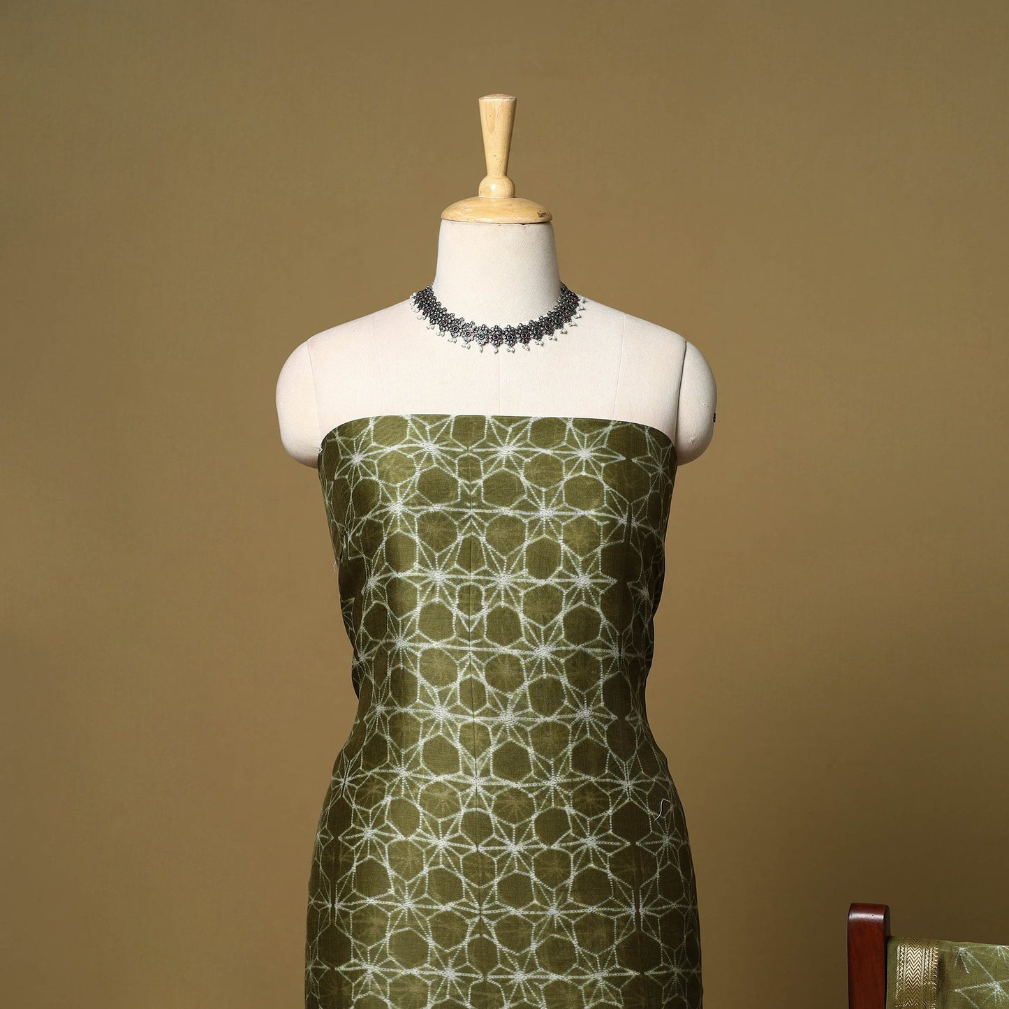 2pc maheshwari silk unstitched tie-dye nui shibori dress