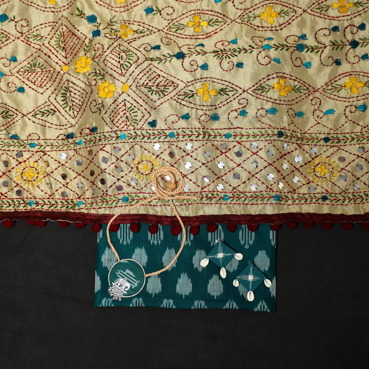 Blue - 2pc mercerised cotton unstitched pochampally ikat