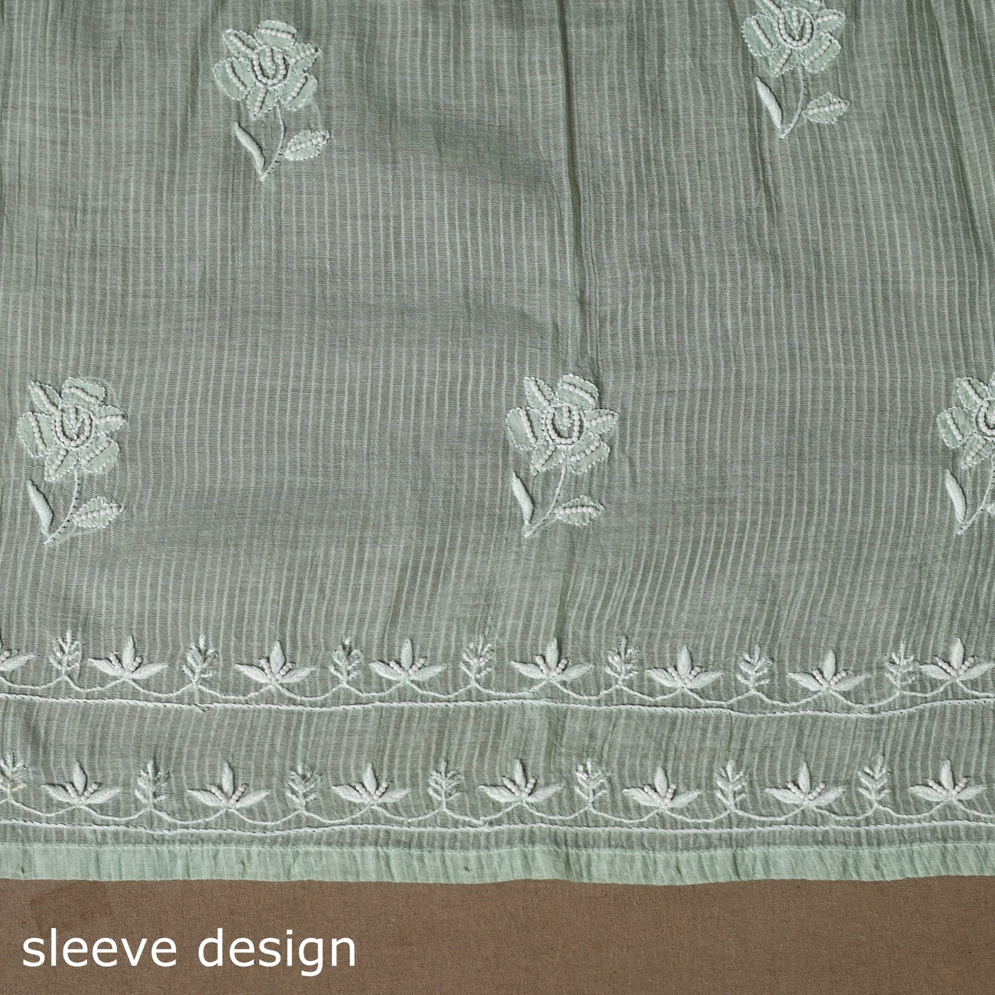 Green - 2pc mul chanderi semi stitched hand beads work