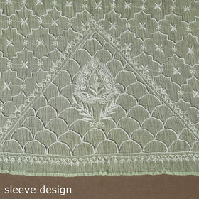 Green - 2pc mul chanderi semi stitched hand beads work