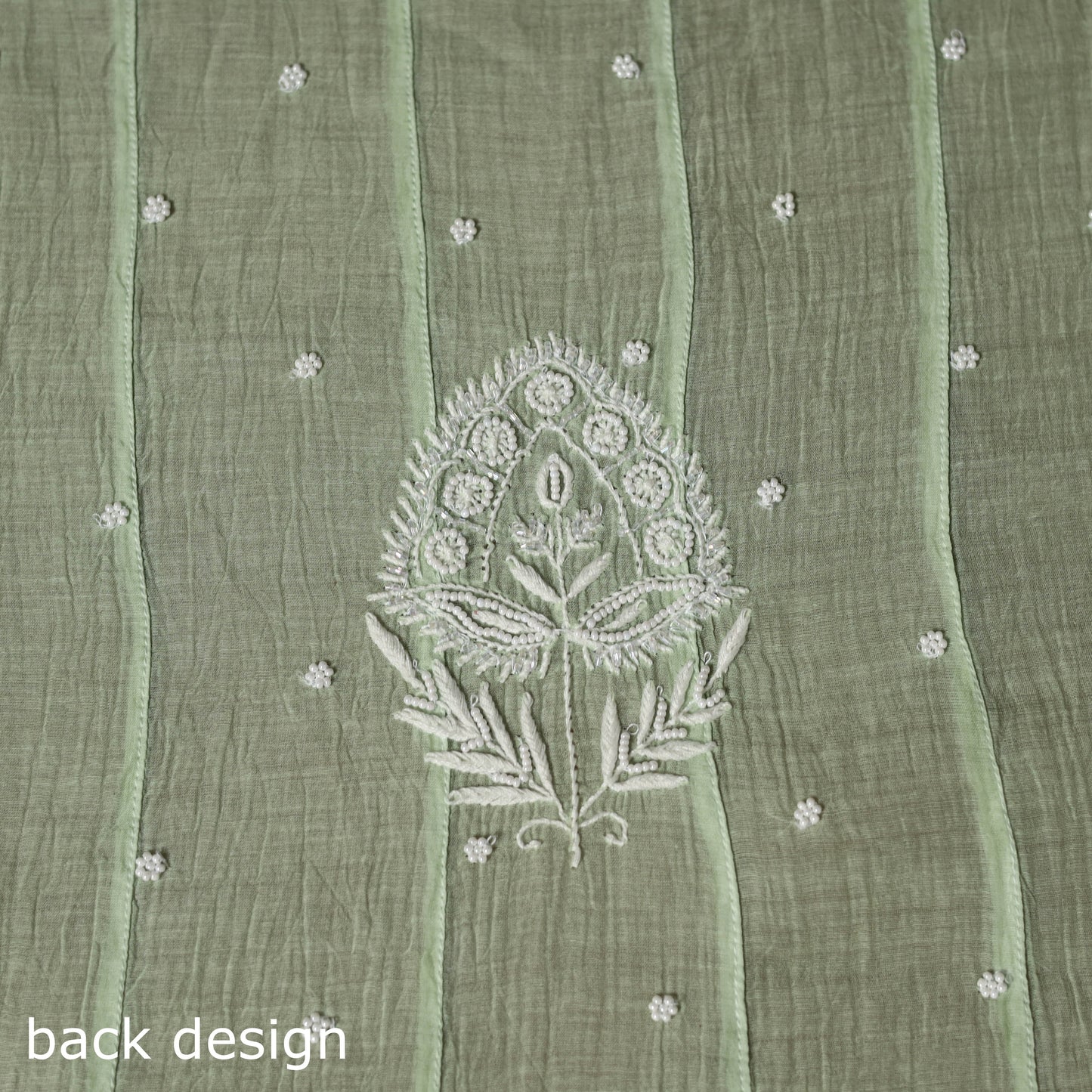 Green - 2pc mul chanderi semi stitched hand beads work