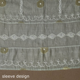 Green - 2pc mul chanderi semi stitched hand beads work