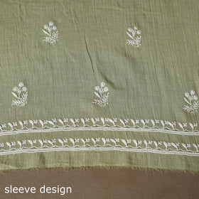 Green - 2pc mul chanderi unstitched hand beads work heavy