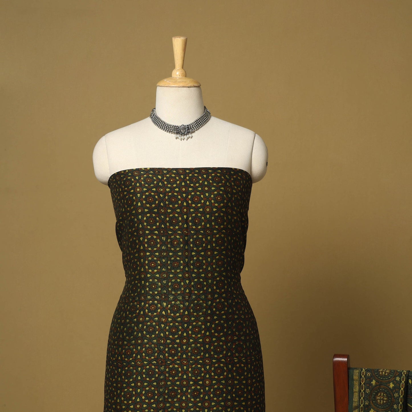 Green - 2pc natural dyed printed unstitched dress material