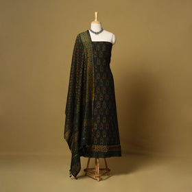 Green - 2pc natural dyed printed unstitched dress material