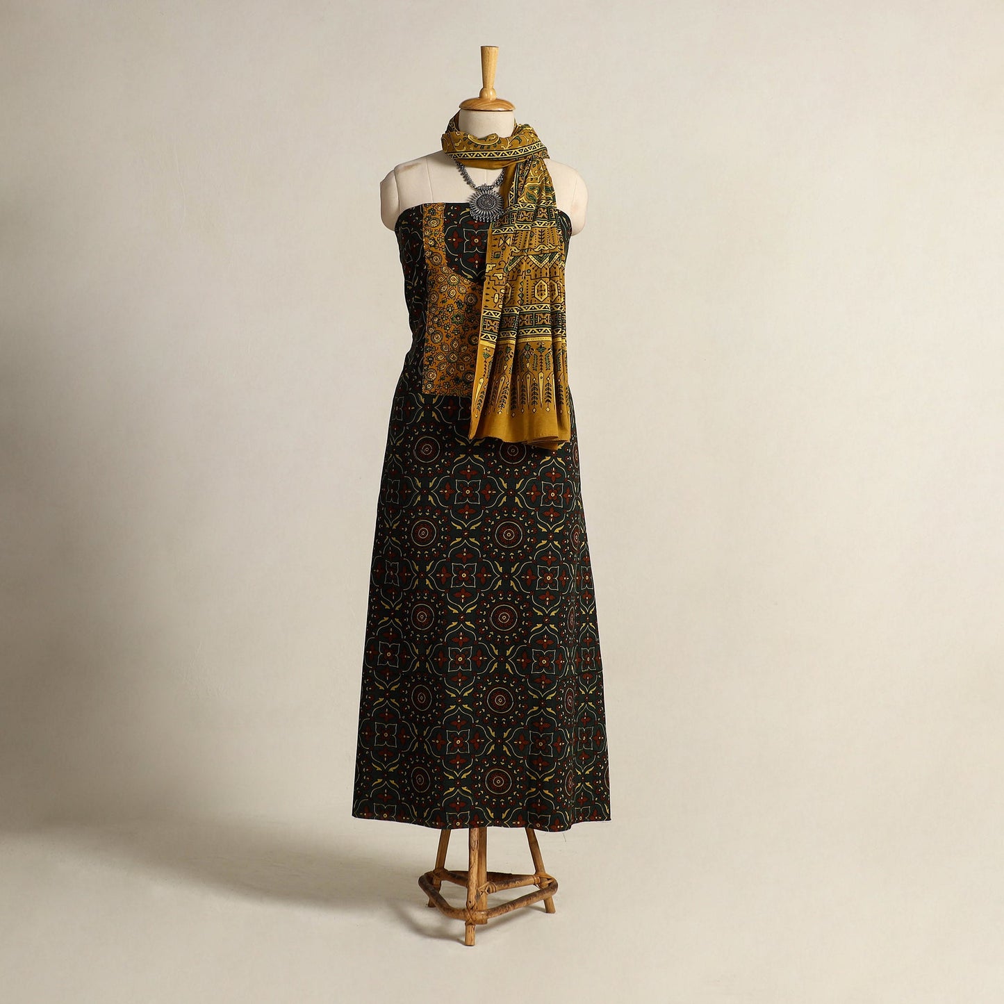 Green - 2pc natural dyed unstitched dress material 17