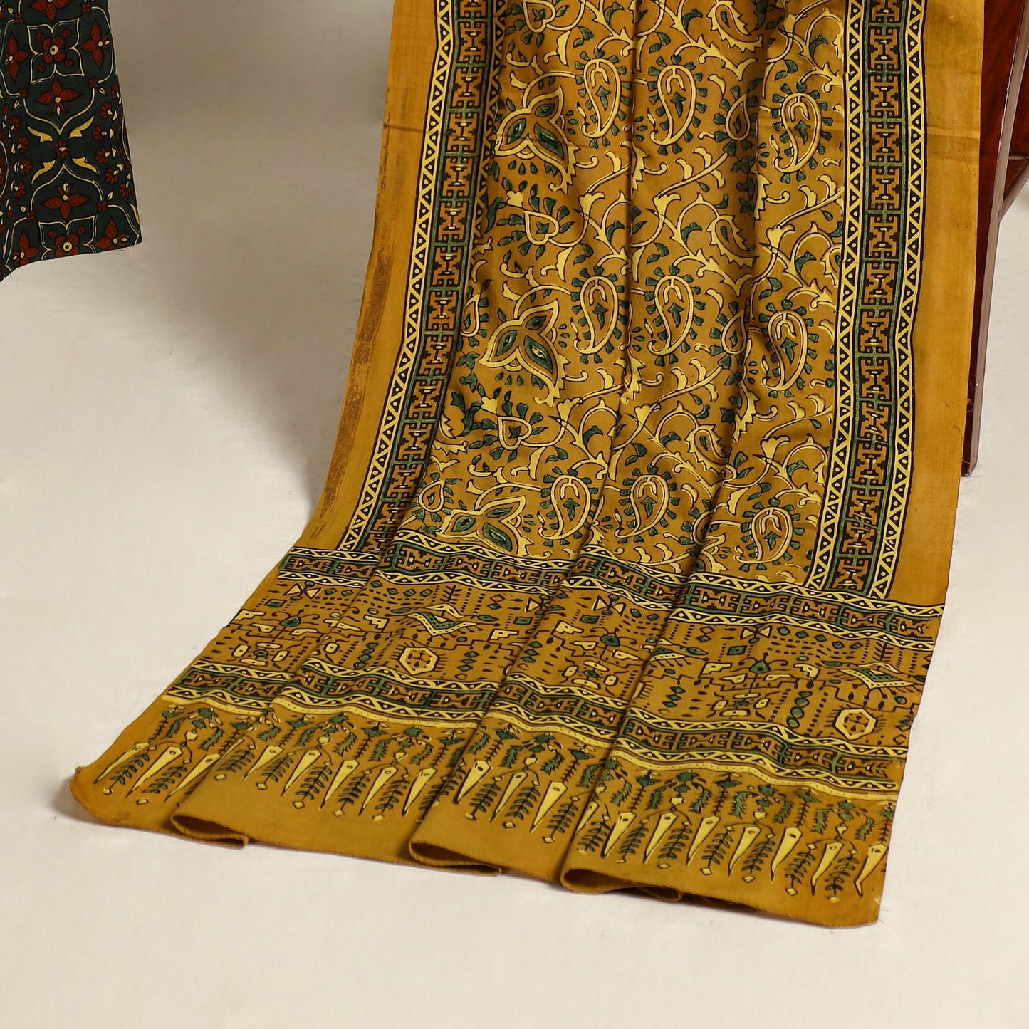 Green - 2pc natural dyed unstitched dress material 17