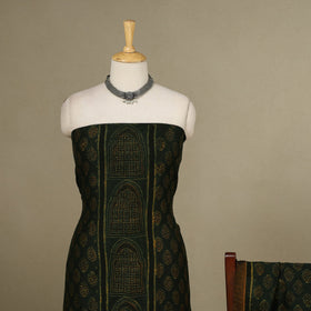 Green - 2pc Block Print Natural Dyed Unstitched Ajrakh Dress Material 