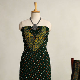  Green 2pc Tie-Dye Cotton Bandhani Kurta with Ajrakh Dupatta