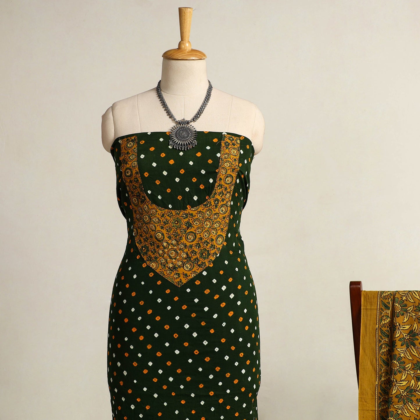 Buy 2pc Tie-Dye Cotton Bandhani Kurta with Ajrakh Dupatta