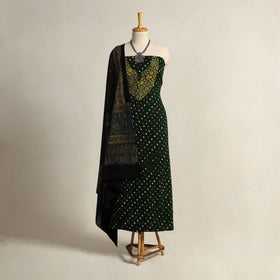  Green 2pc Tie-Dye Cotton Bandhani Kurta with Ajrakh Dupatta