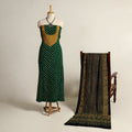  Green 2pc Tie-Dye Cotton Bandhani Kurta with Ajrakh Dupatta