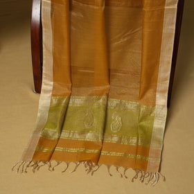 Green - 2pc tissue zari handloom unstitched maheshwari silk