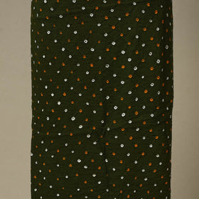 Green 2pc Unstitched Bandhani Dress Material with Jewellery Set