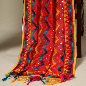 Green 2pc Unstitched Bandhani Dress Material with Jewellery Set