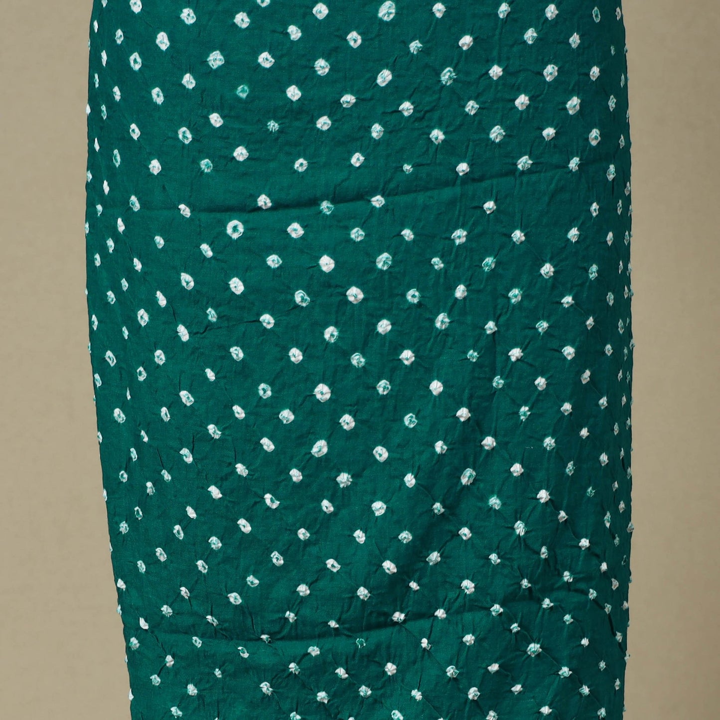 Green 2pc Unstitched Bandhani Dress Material with Jewellery Set