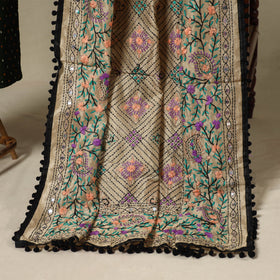 Green 2pc Unstitched Bandhani Dress Material with Jewellery Set