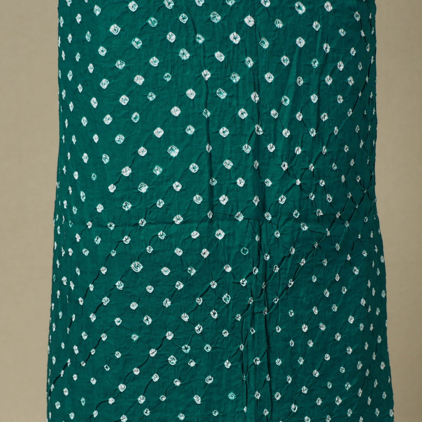 Green 2pc Unstitched Bandhani Dress Material with Jewellery Set