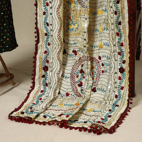 Green 2pc Unstitched Bandhani Dress Material with Jewellery Set