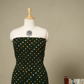 Green 2pc Unstitched Bandhani Dress Material with Jewellery Set