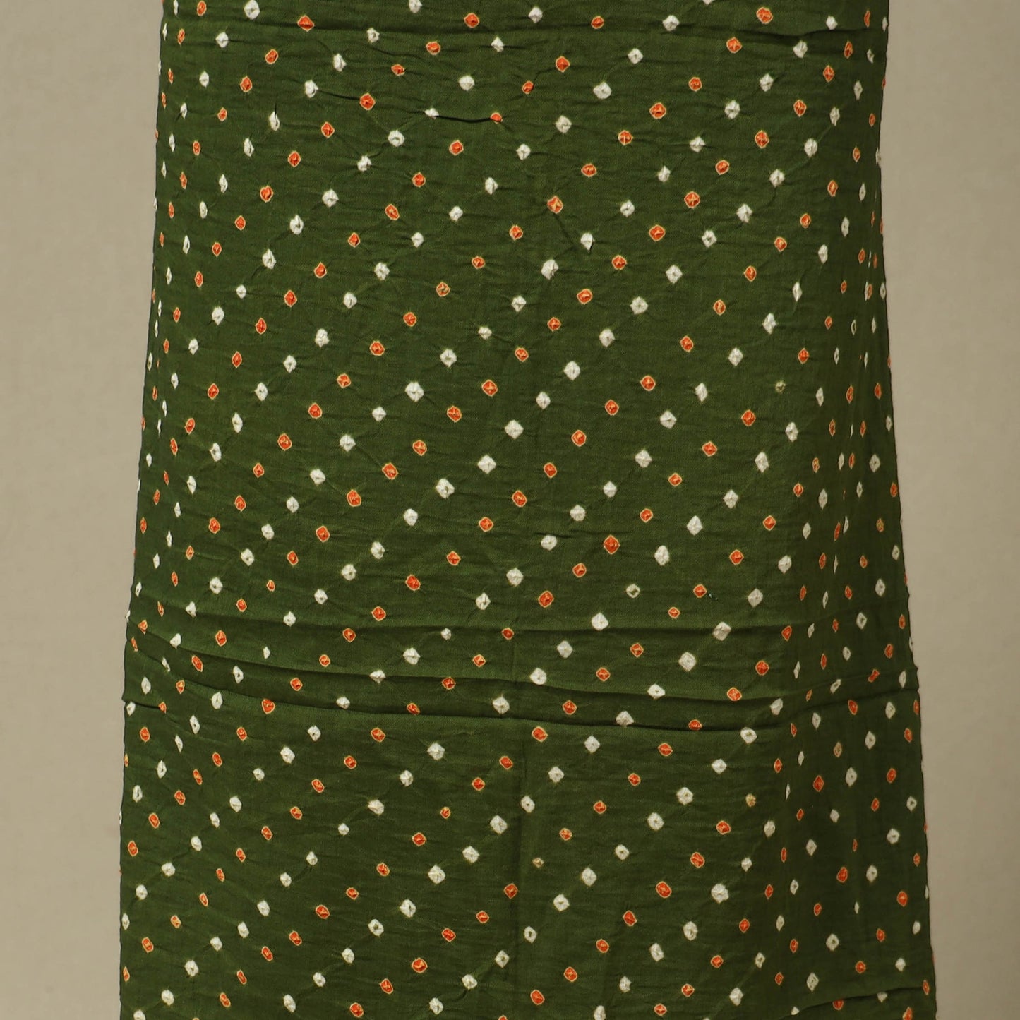 Green 2pc Unstitched Bandhani Dress Material with Jewellery Set