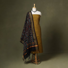 Green - 2pc unstitched handloom sico pochampally ikat dress