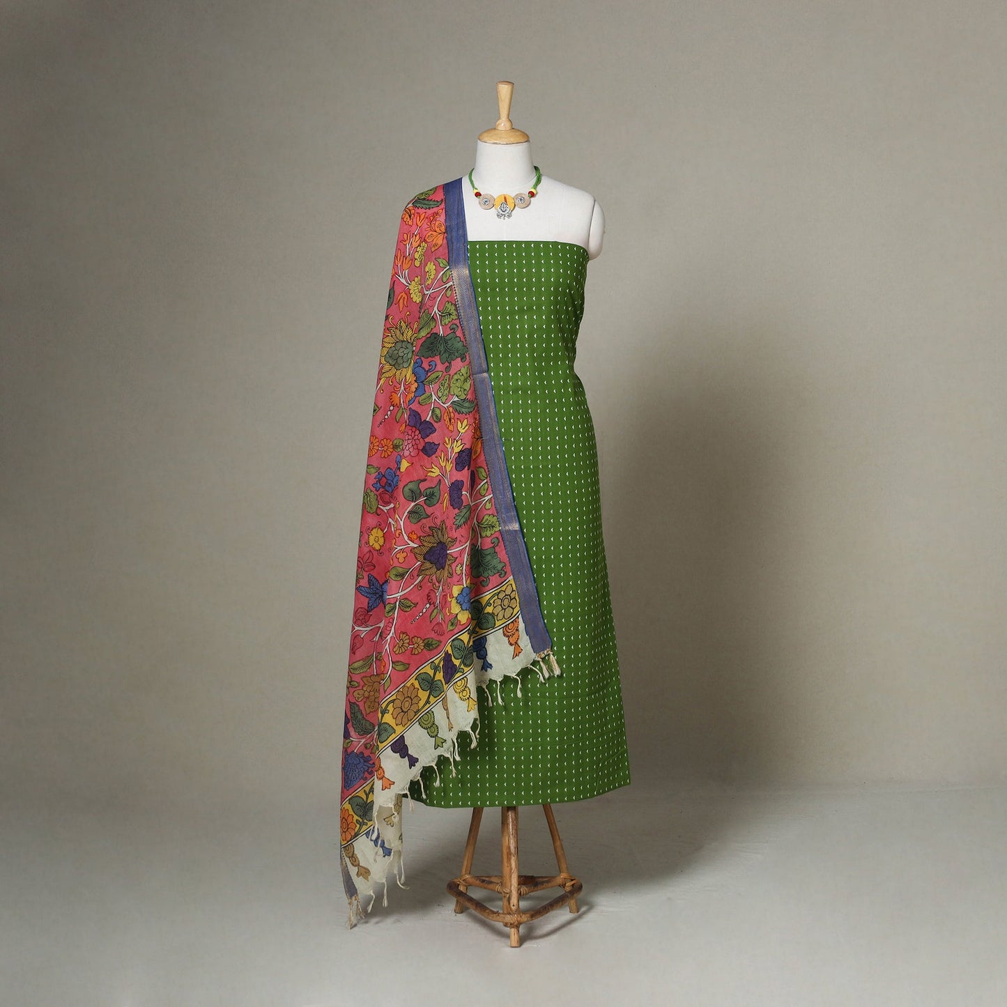 Green - 2pc unstitched jacquard dress material