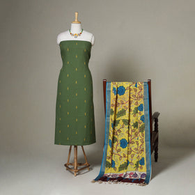 Green - 2pc unstitched jacquard dress material