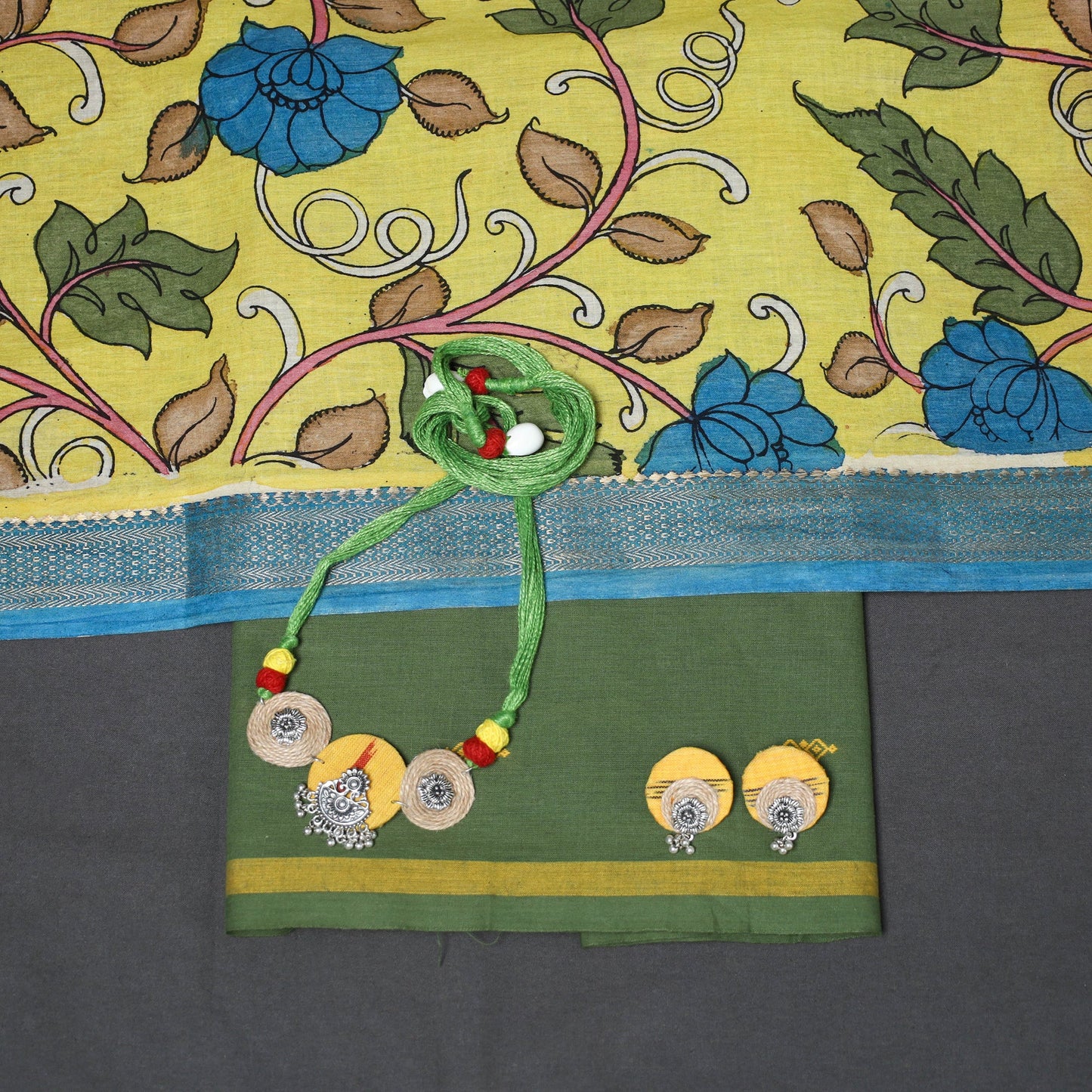 Green - 2pc unstitched jacquard dress material