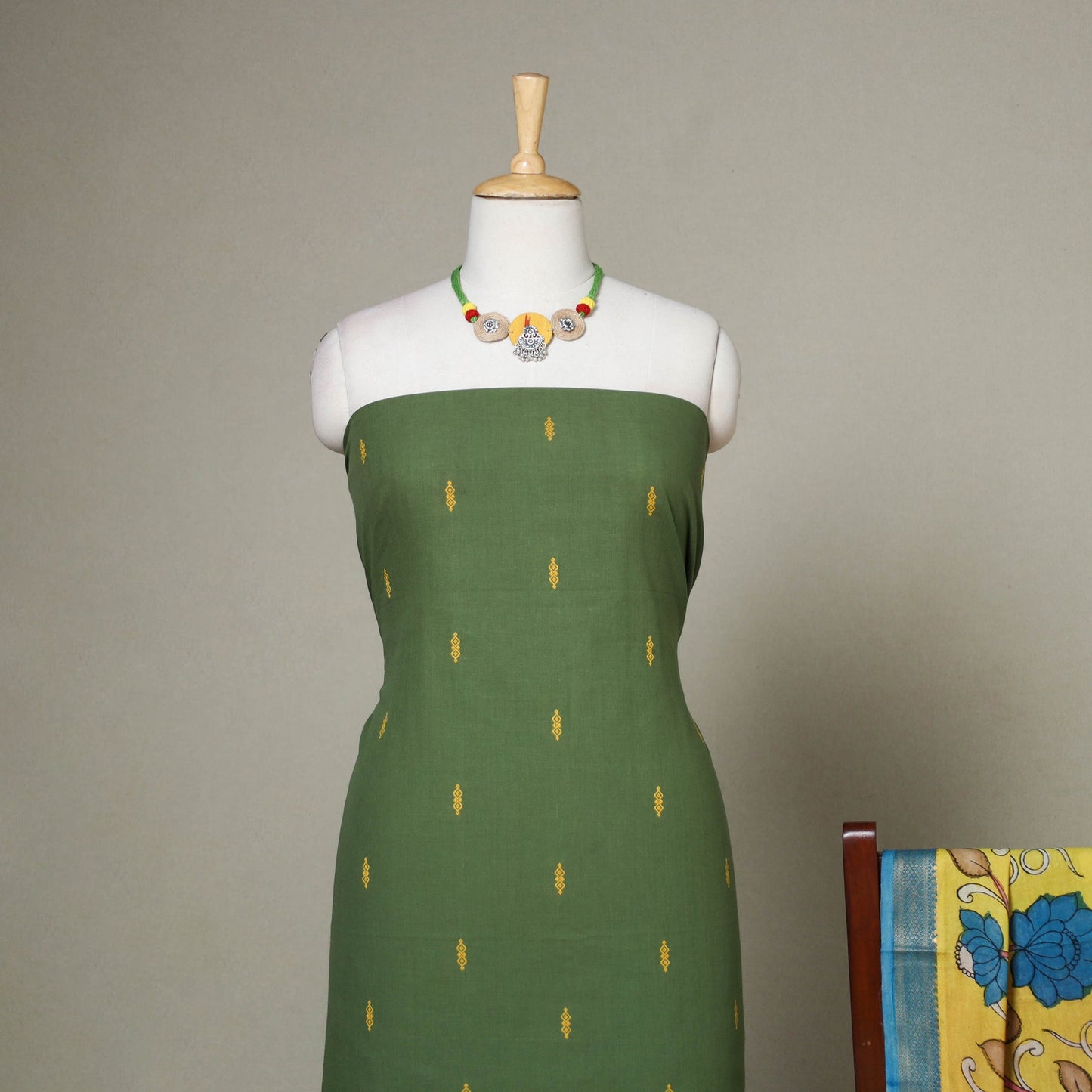Green - 2pc unstitched jacquard dress material