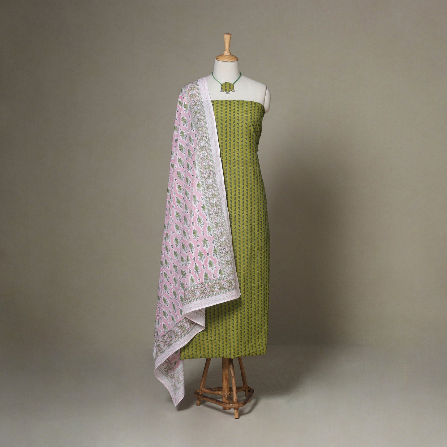 Green - 2pc unstitched jacquard dress material