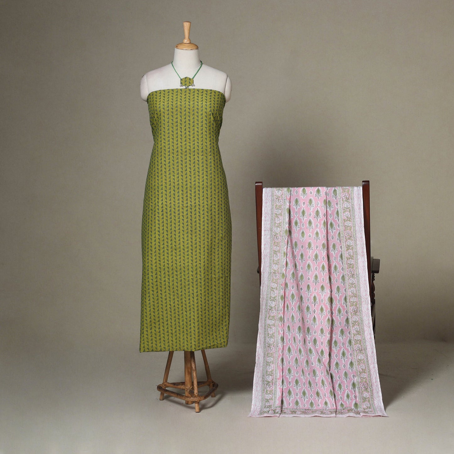 Green - 2pc unstitched jacquard dress material