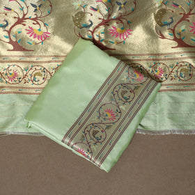 Green - 3pc bangalore silk paithani dress material 01