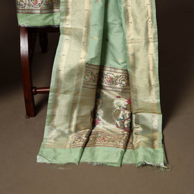 Green - 3pc bangalore silk paithani dress material 01