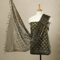 Buy 3pc Green Block Print Cotton Batik Dress Material