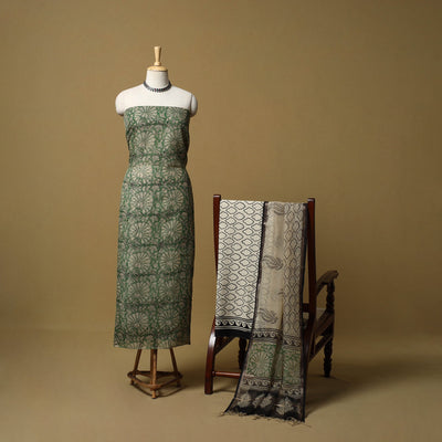 3pc kota doria cotton bagru unstitched dress material 40