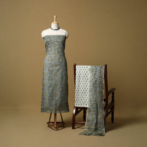 3pc kota doria cotton sanganeri unstitched dress material