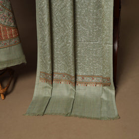 Green - 3pc chain stitch hand embroidered merino wool