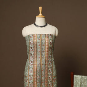 Green - 3pc chain stitch hand embroidered merino wool