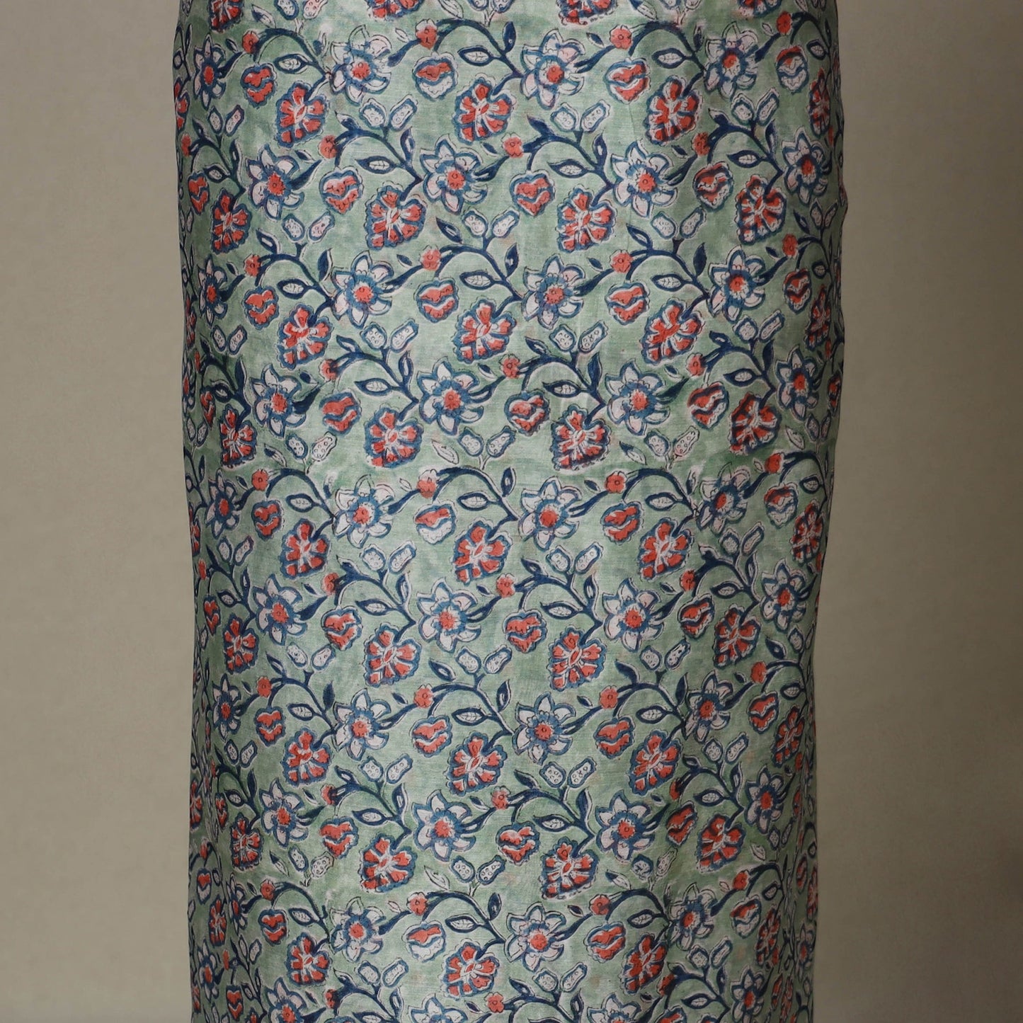 Green - 3pc chanderi silk unstitched sanganeri dress