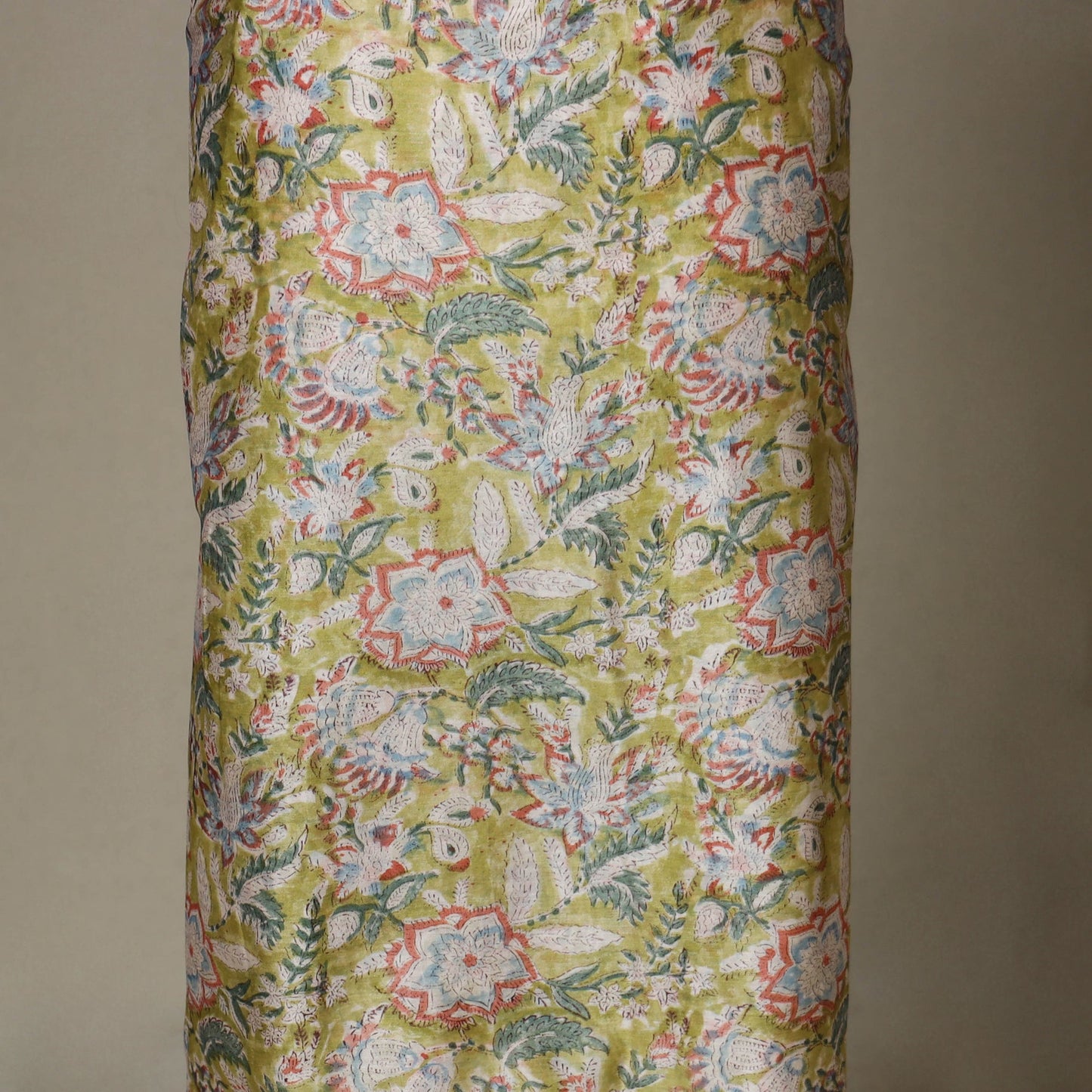 Green - 3pc chanderi silk unstitched sanganeri dress