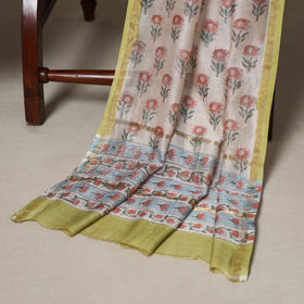 Green - 3pc chanderi silk unstitched sanganeri dress