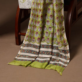 Green - 3pc chanderi silk unstitched sanganeri dress